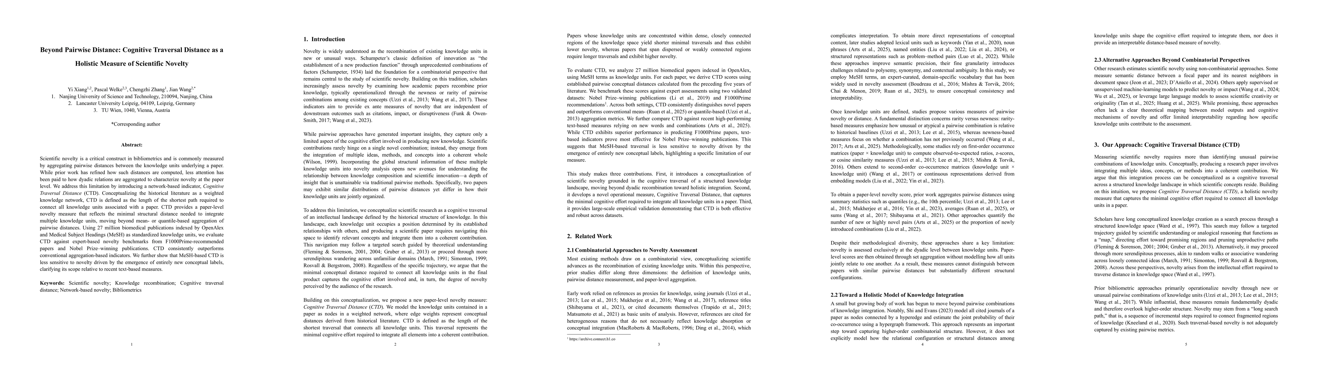 Thumbnail for Beyond Pairwise Distance: Cognitive Traversal Distance as a Holistic Measure of Scientific Novelty