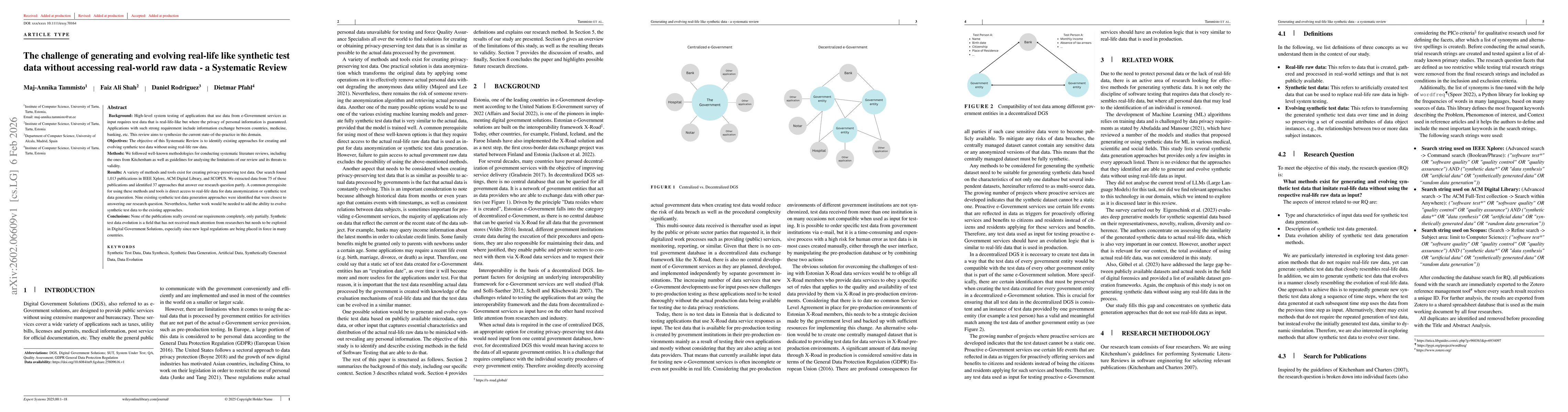 Thumbnail for The challenge of generating and evolving real-life like synthetic test data without accessing real-world raw data -- a Systematic Review