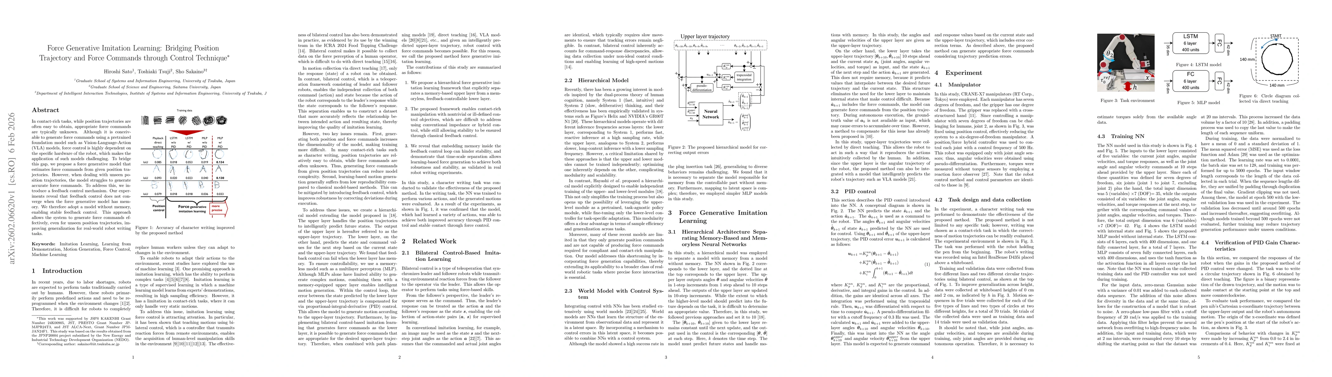Thumbnail for Force Generative Imitation Learning: Bridging Position Trajectory and Force Commands through Control Technique