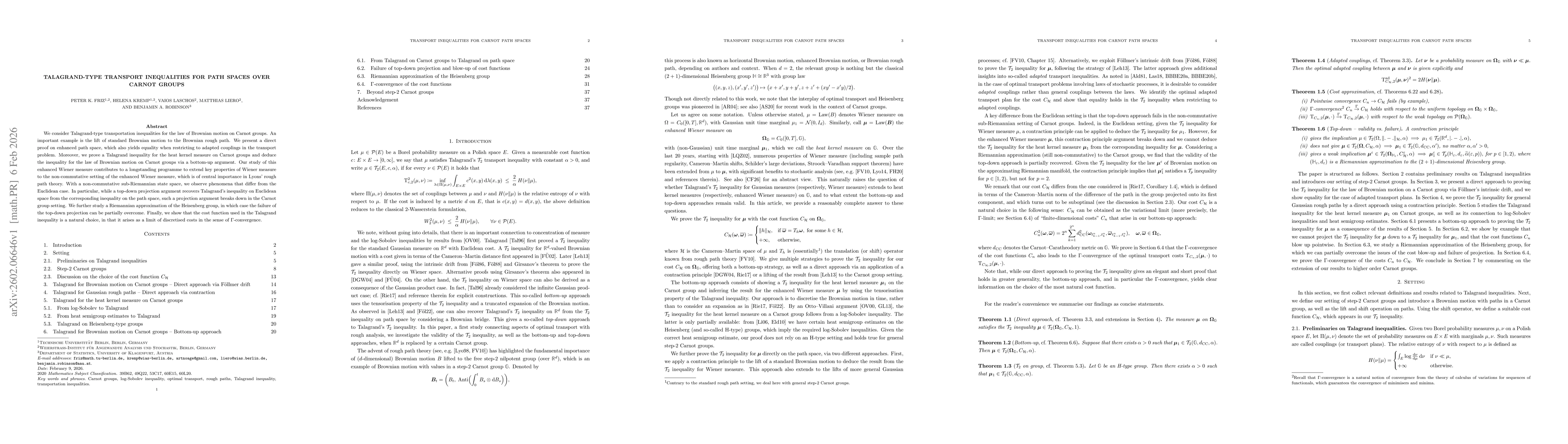 Thumbnail for Talagrand-type transport inequalities for path spaces over Carnot groups