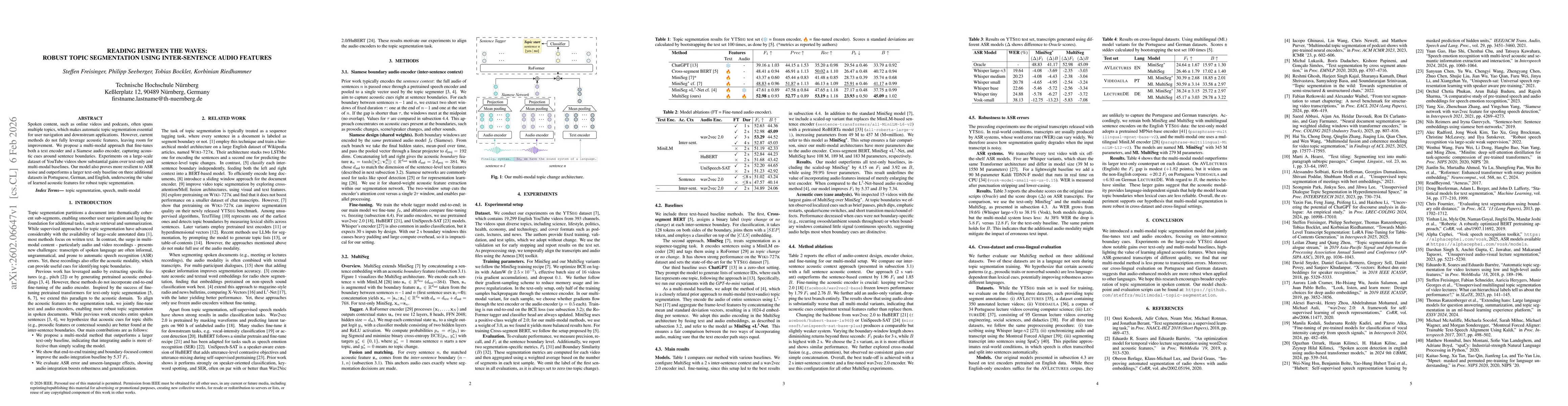 Thumbnail for Reading Between the Waves: Robust Topic Segmentation Using Inter-Sentence Audio Features