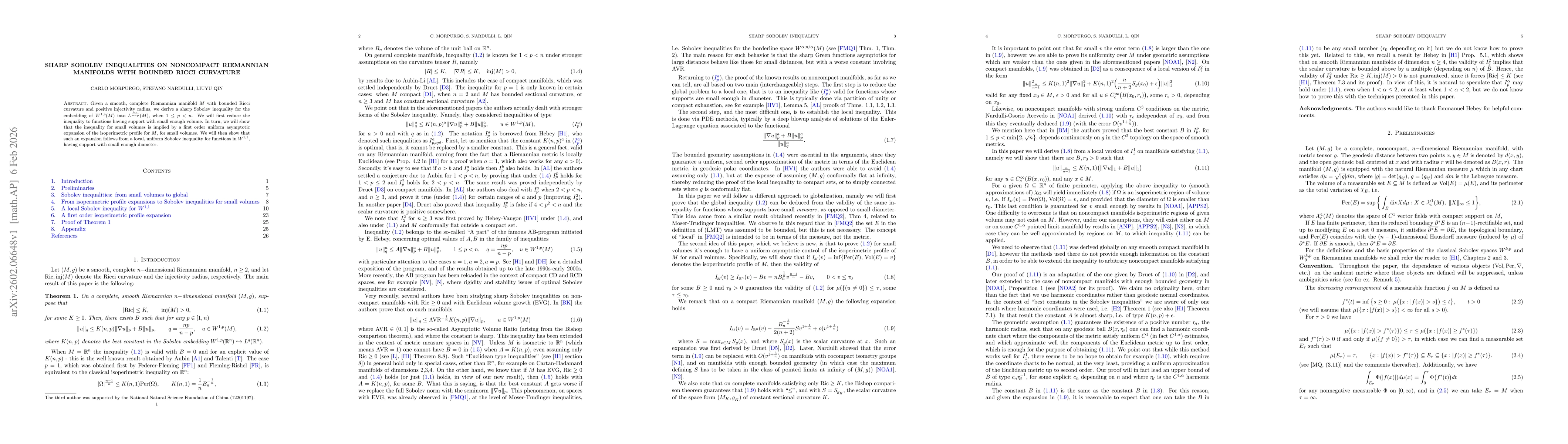 Thumbnail for Sharp Sobolev inequalities on noncompact Riemannian manifolds with bounded Ricci curvature