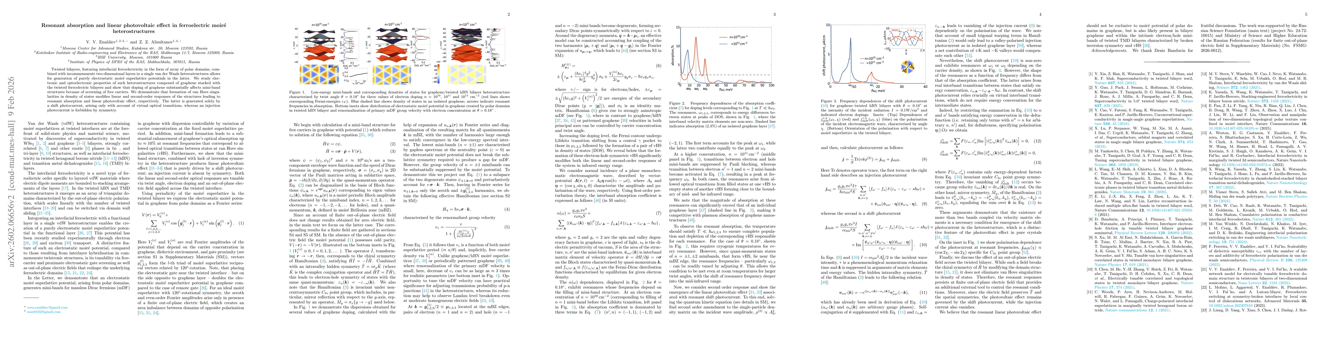 Thumbnail for Resonant absorption and linear photovoltaic effect in ferroelectric moiré heterostructures