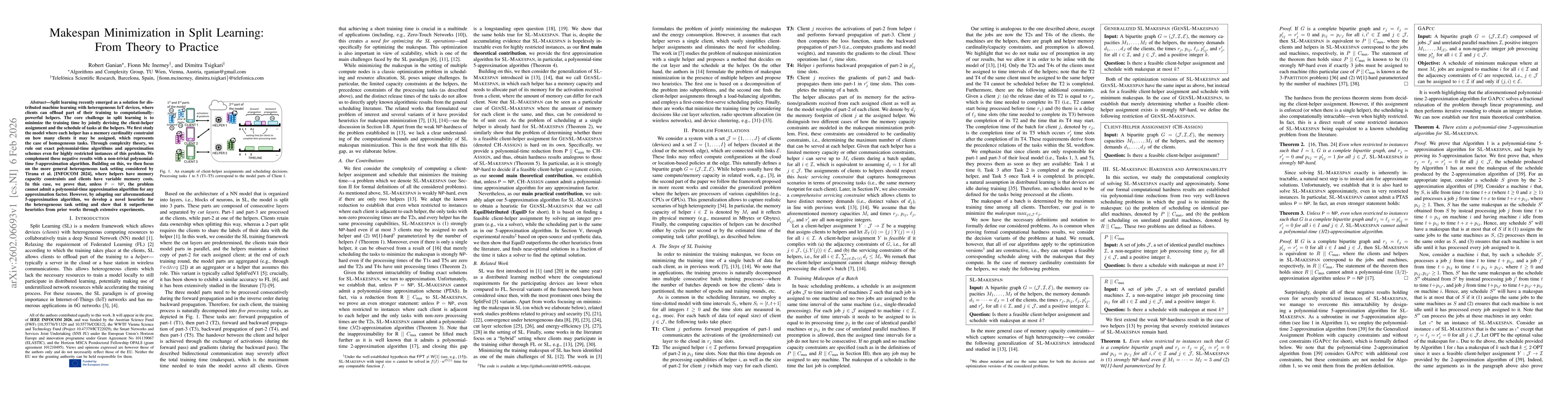 Thumbnail for Makespan Minimization in Split Learning: From Theory to Practice