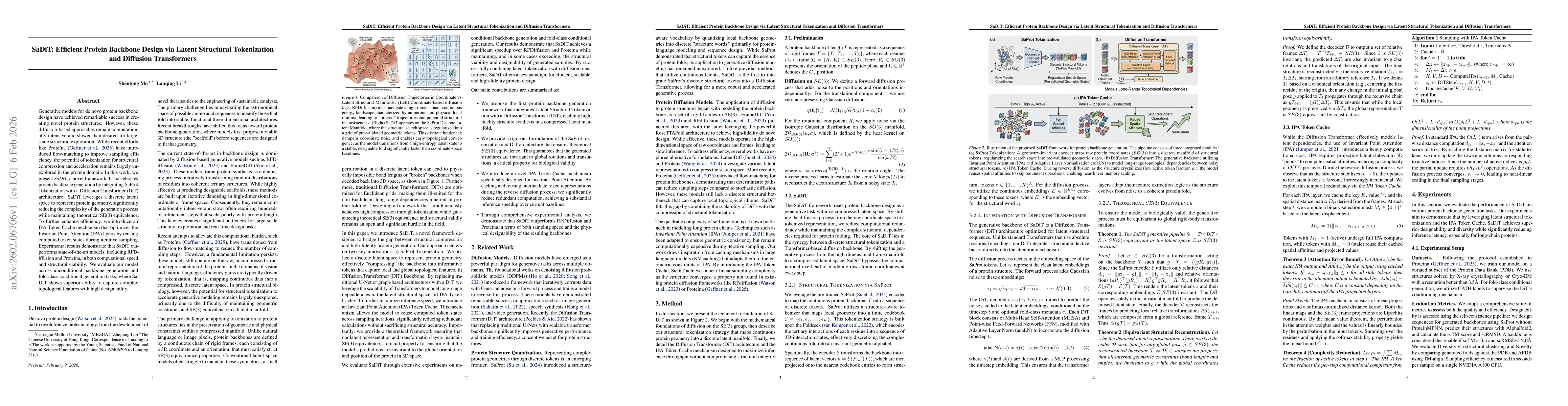 Thumbnail for SaDiT: Efficient Protein Backbone Design via Latent Structural Tokenization and Diffusion Transformers