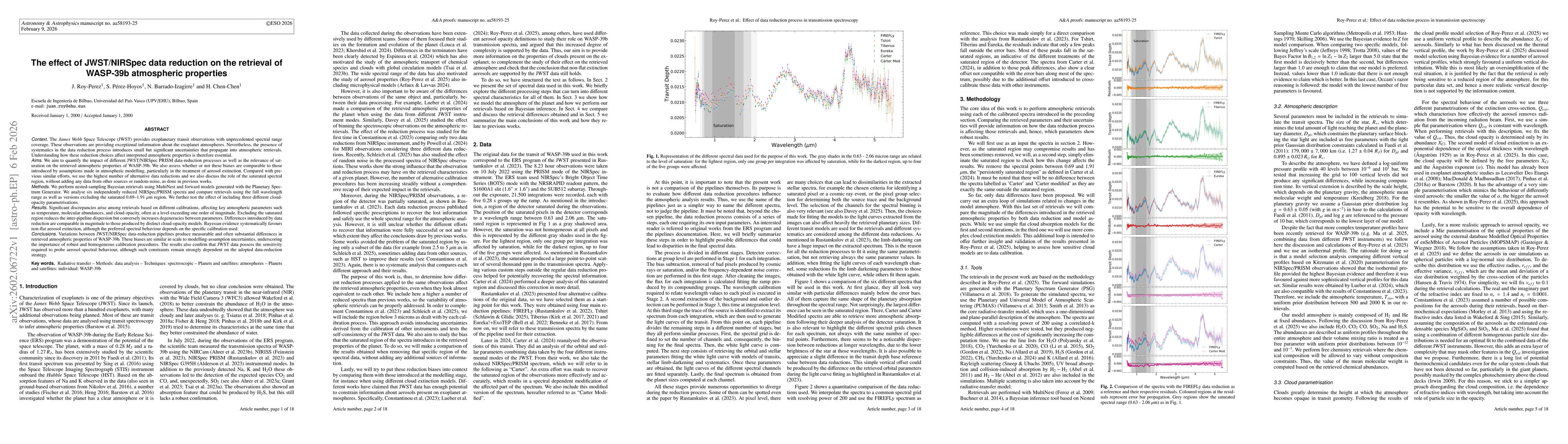 Thumbnail for The effect of JWST/NIRSpec data reduction on the retrieval of WASP-39b atmospheric properties