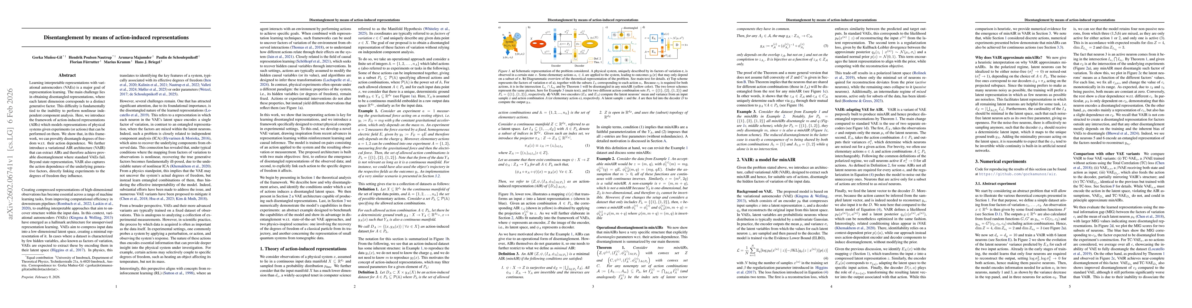 Thumbnail for Disentanglement by means of action-induced representations