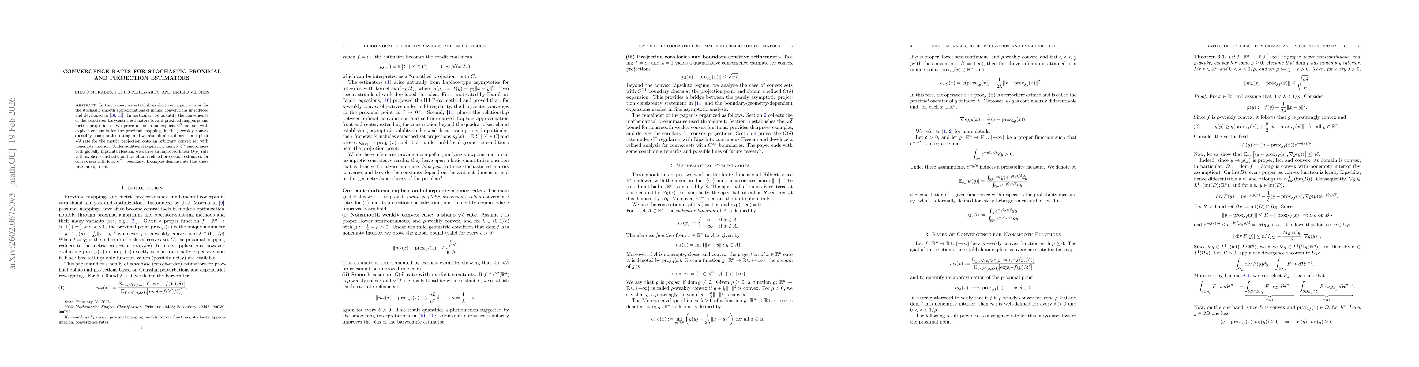 Thumbnail for Convergence Rates for Stochastic Proximal and Projection Estimators