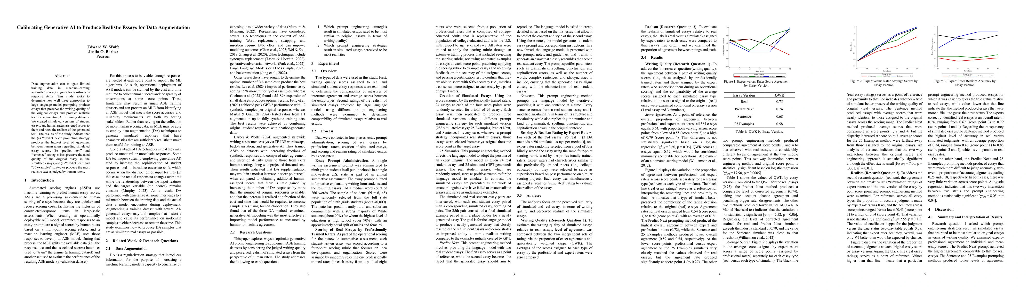 Thumbnail for Calibrating Generative AI to Produce Realistic Essays for Data Augmentation