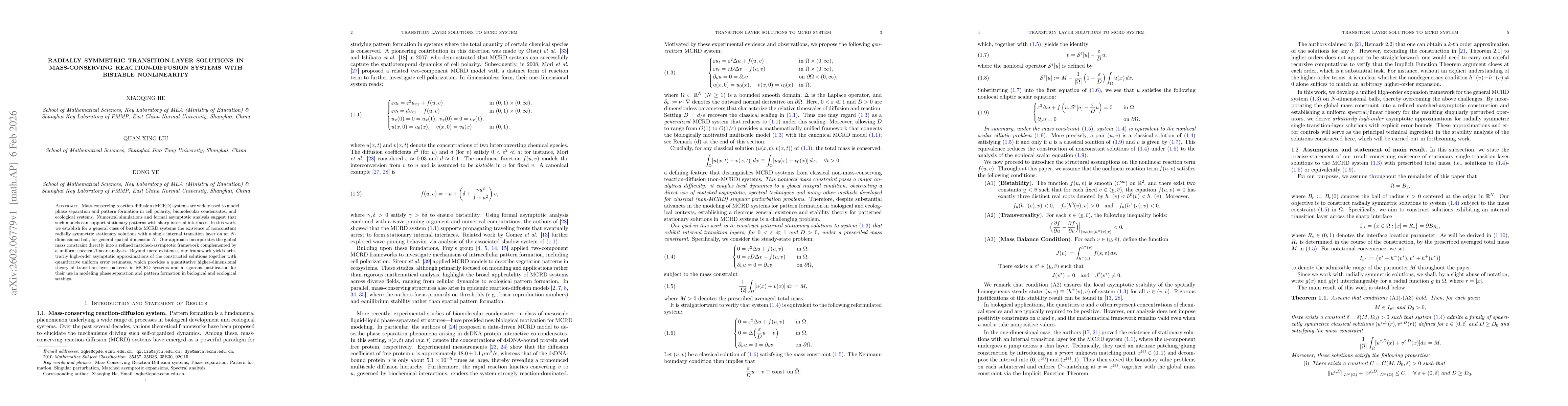 Thumbnail for Radially symmetric transition-layer solutions in mass-conserving reaction-diffusion systems with bistable nonlinearity