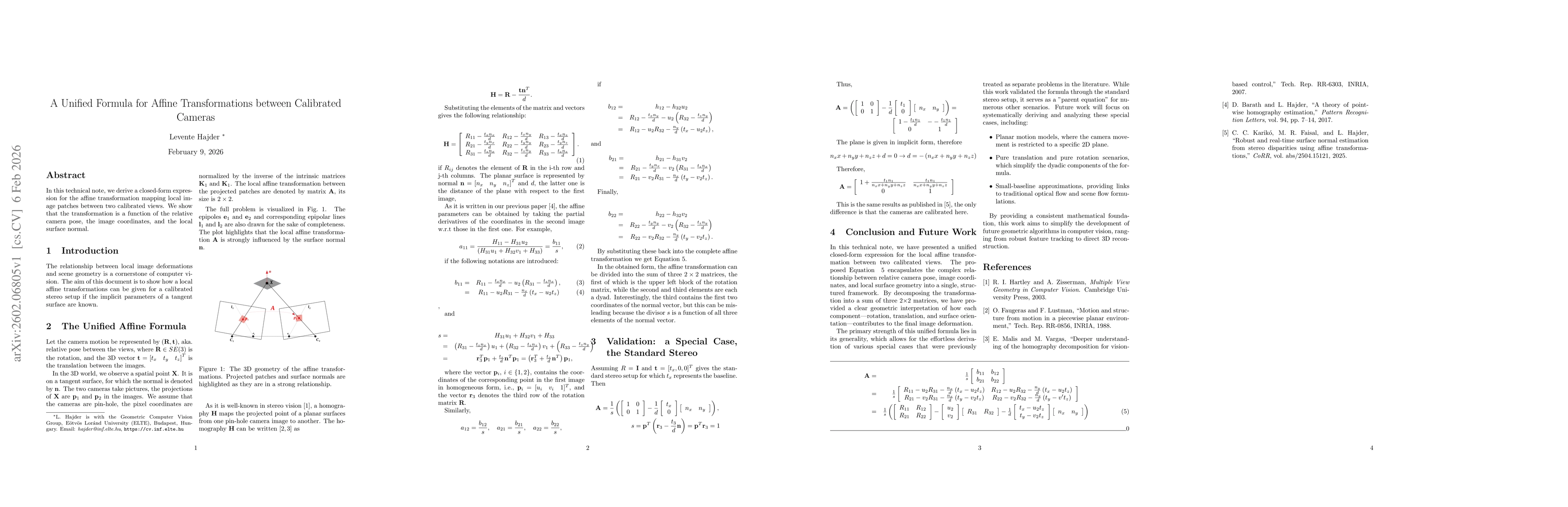Thumbnail for A Unified Formula for Affine Transformations between Calibrated Cameras