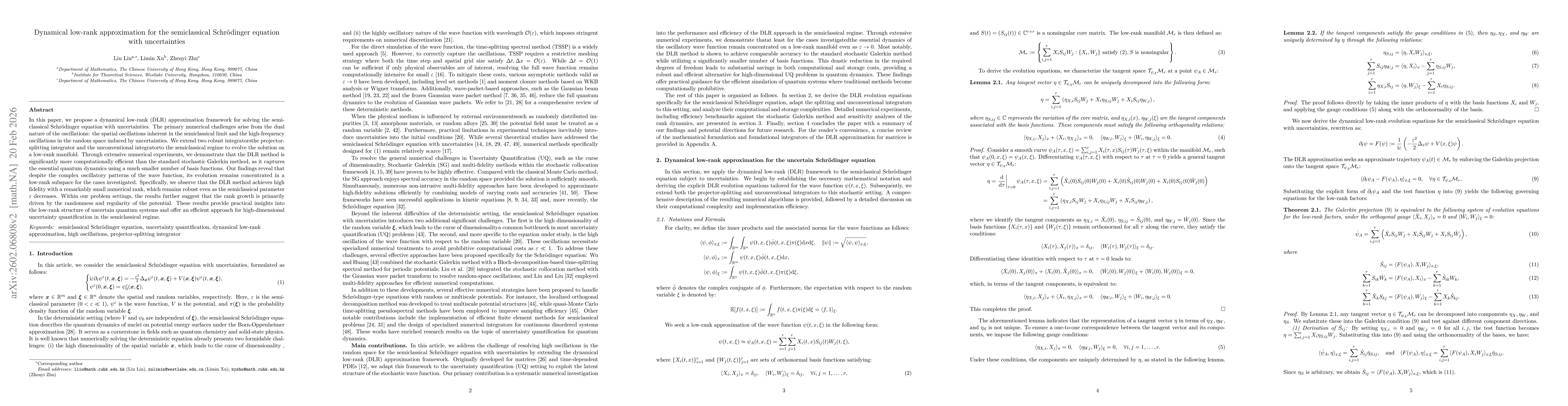 Thumbnail for Dynamical low-rank approximation for the semiclassical Schrodinger equation with uncertainties
