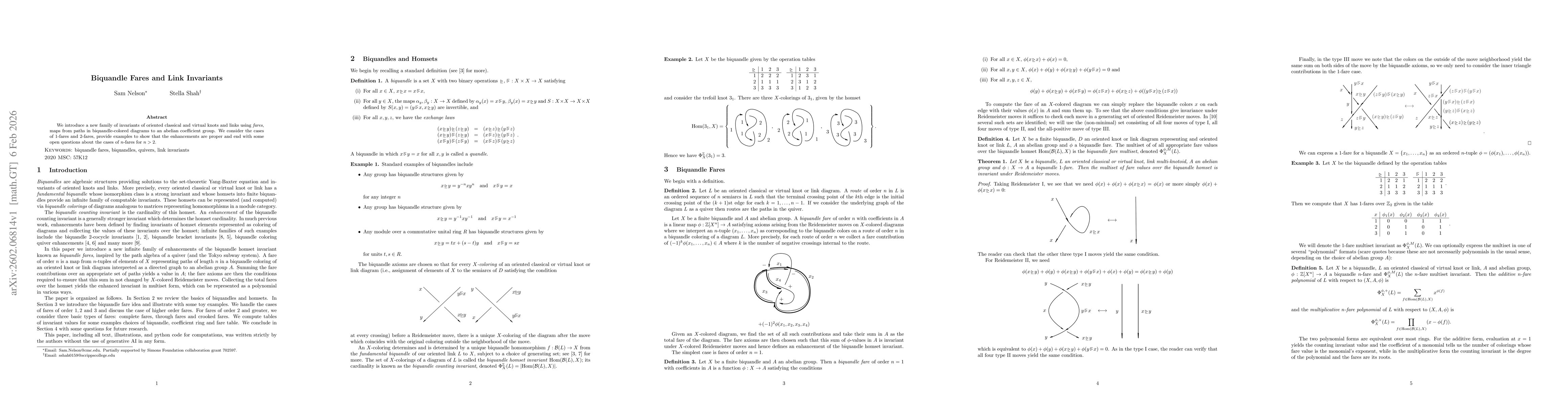 Thumbnail for Biquandle Fares and Link Invariants