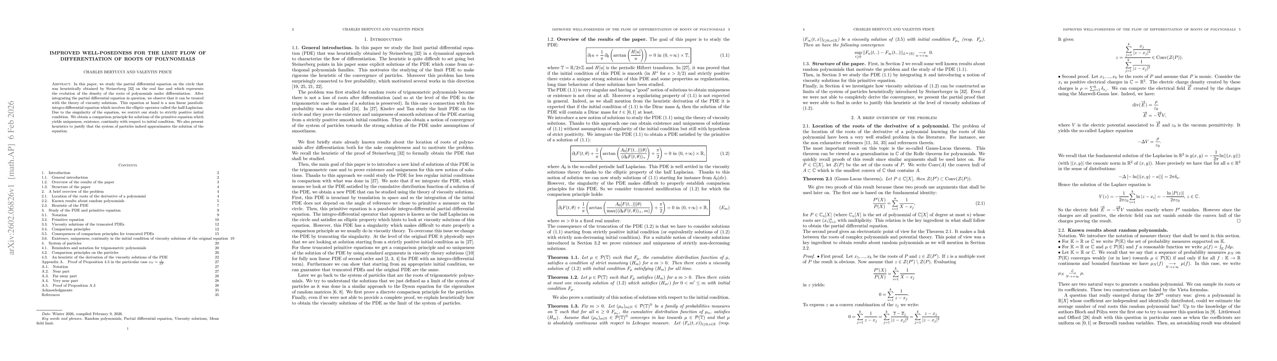 Thumbnail for Improved well-posedness for the limit flow of differentiation of roots of polynomials