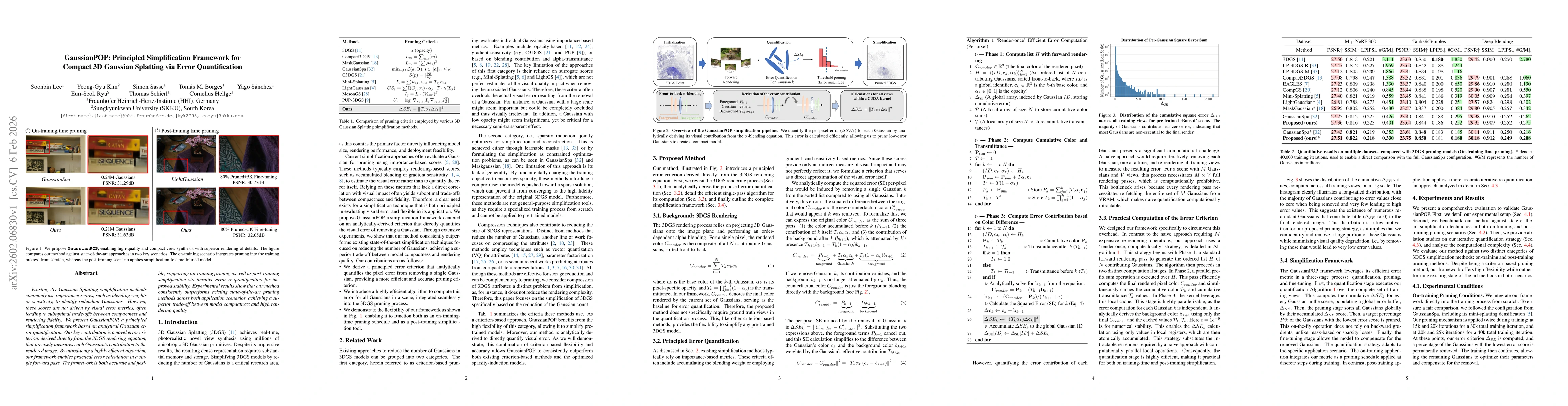 Thumbnail for GaussianPOP: Principled Simplification Framework for Compact 3D Gaussian Splatting via Error Quantification