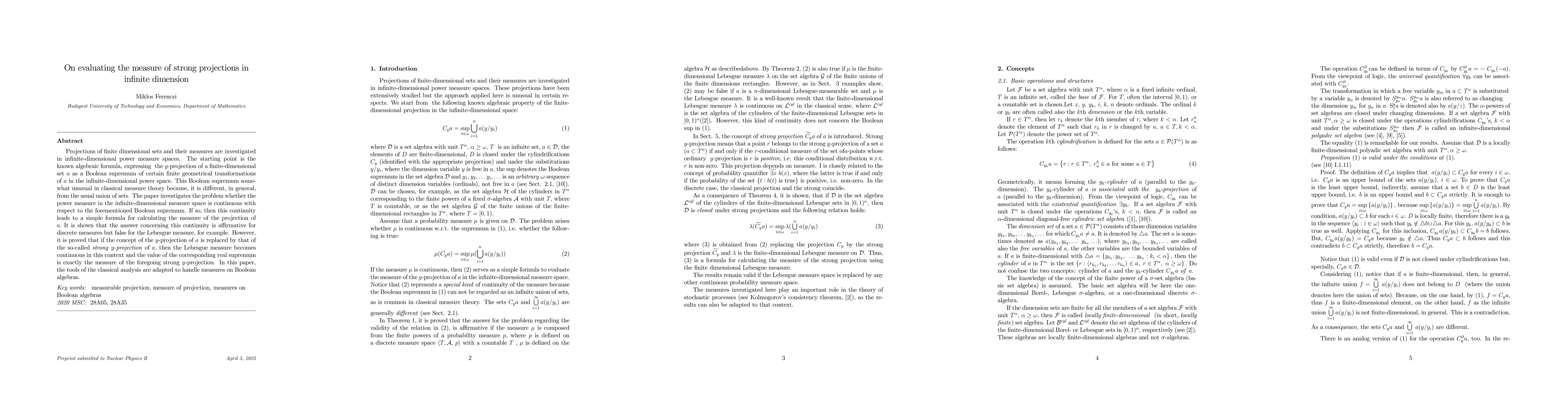 Thumbnail for On evaluating the measure of strong projections in infinite dimension
