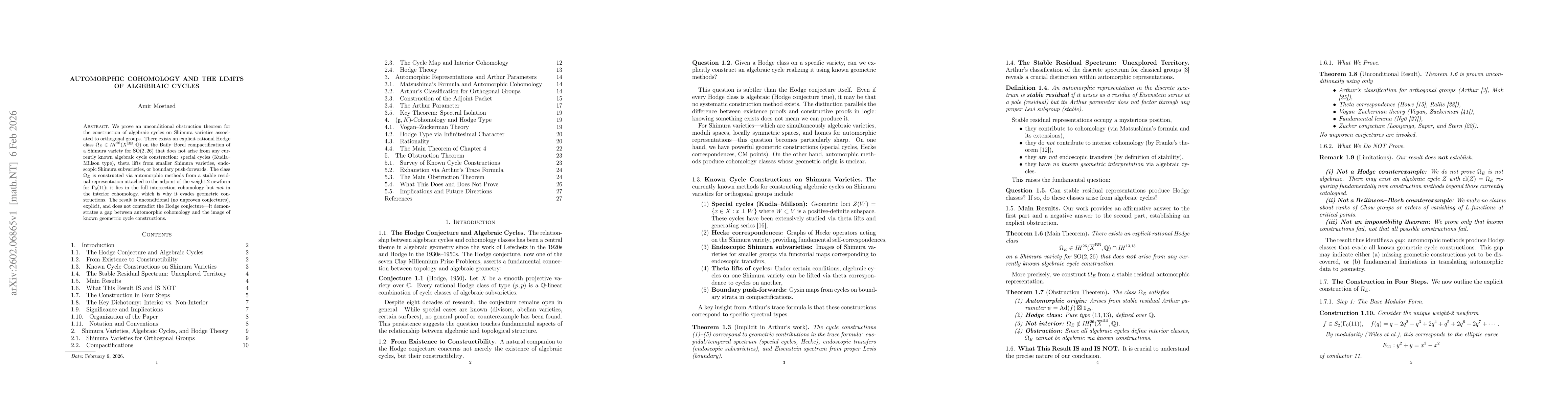 Thumbnail for Automorphic Cohomology and the Limits of Algebraic Cycles