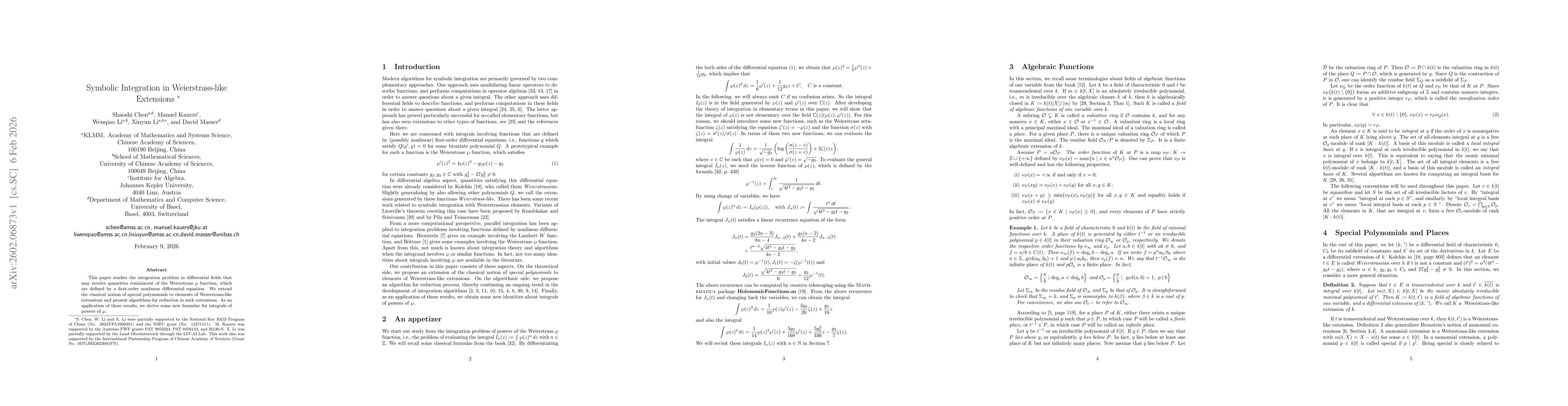 Thumbnail for Symbolic Integration in Weierstrass-like Extensions