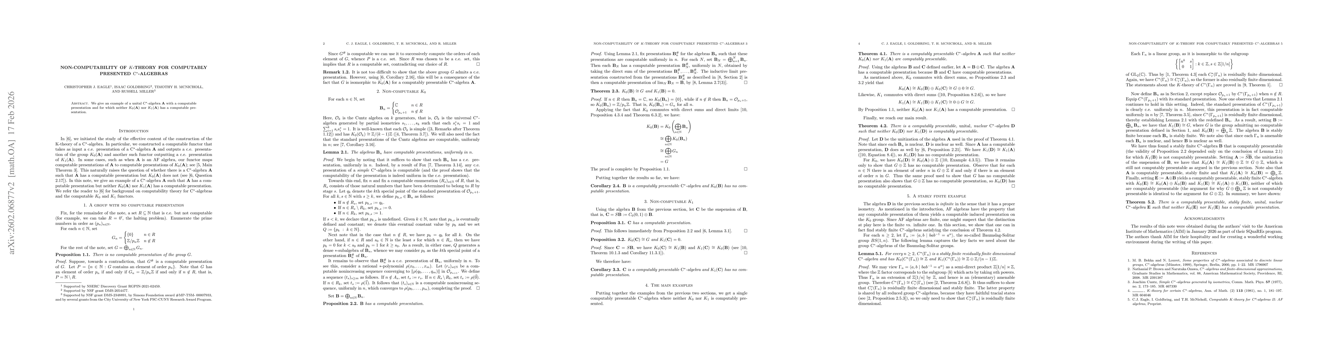 Thumbnail for Non-computability of $K$-theory for computably presented C*-algebras
