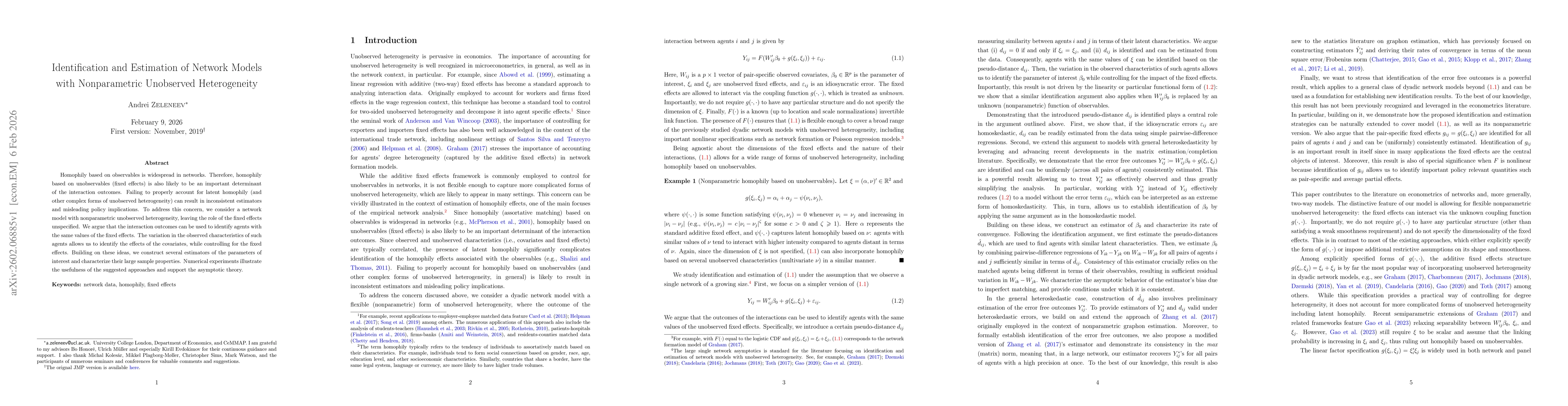 Thumbnail for Identification and Estimation of Network Models with Nonparametric Unobserved Heterogeneity