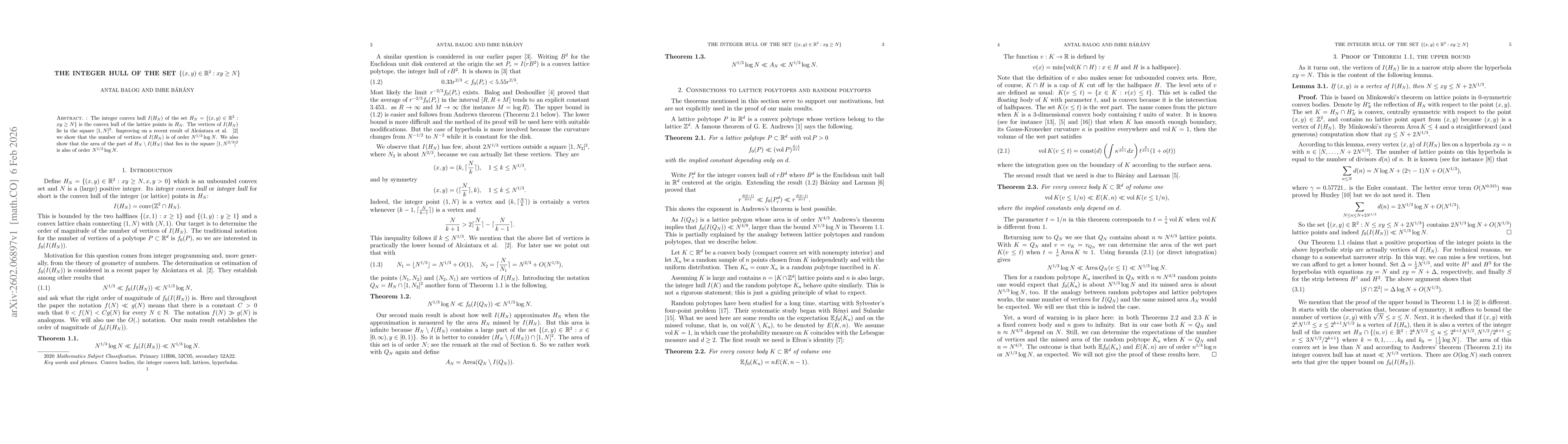 Thumbnail for The integer hull of the set $\{(x,y)\in \mathbb{R}^2: xy\ge N\}$