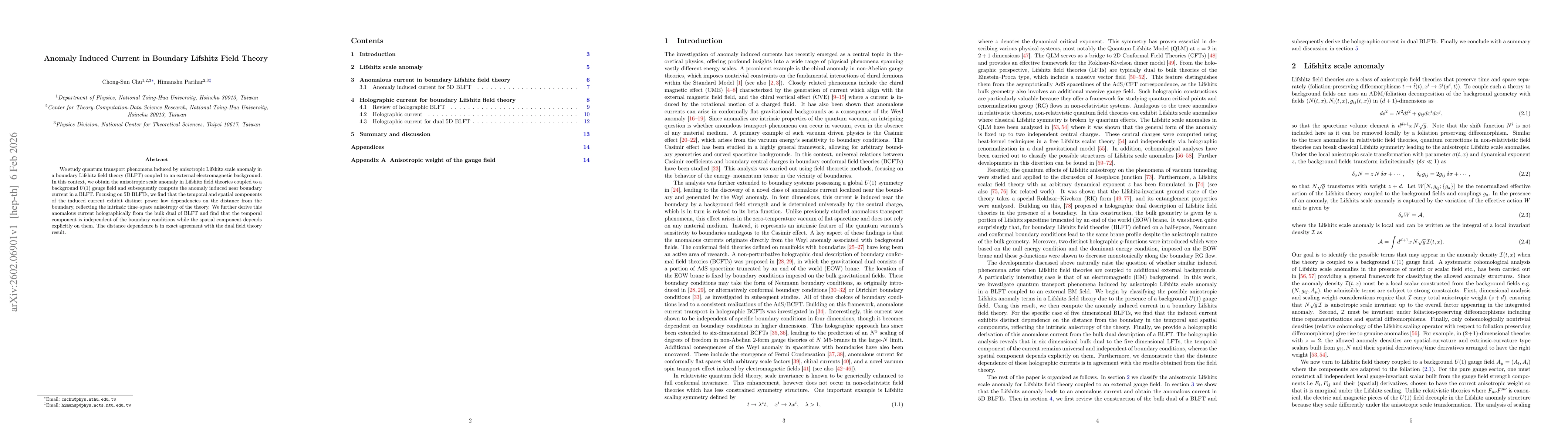Thumbnail for Anomaly Induced Current in Boundary Lifshitz Field Theory