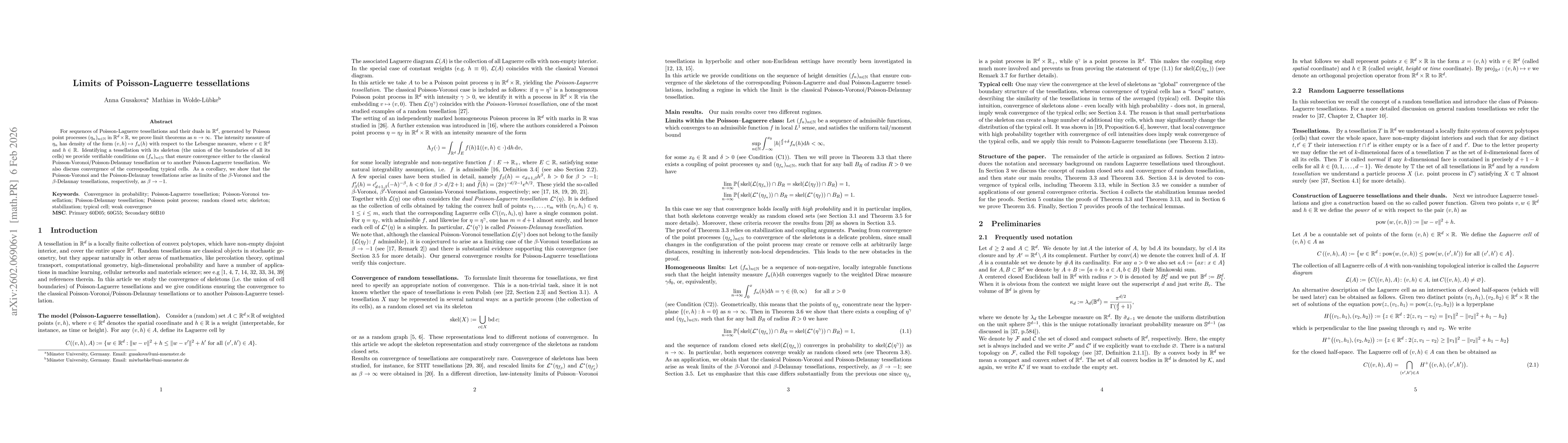 Thumbnail for Limits of Poisson-Laguerre tessellations