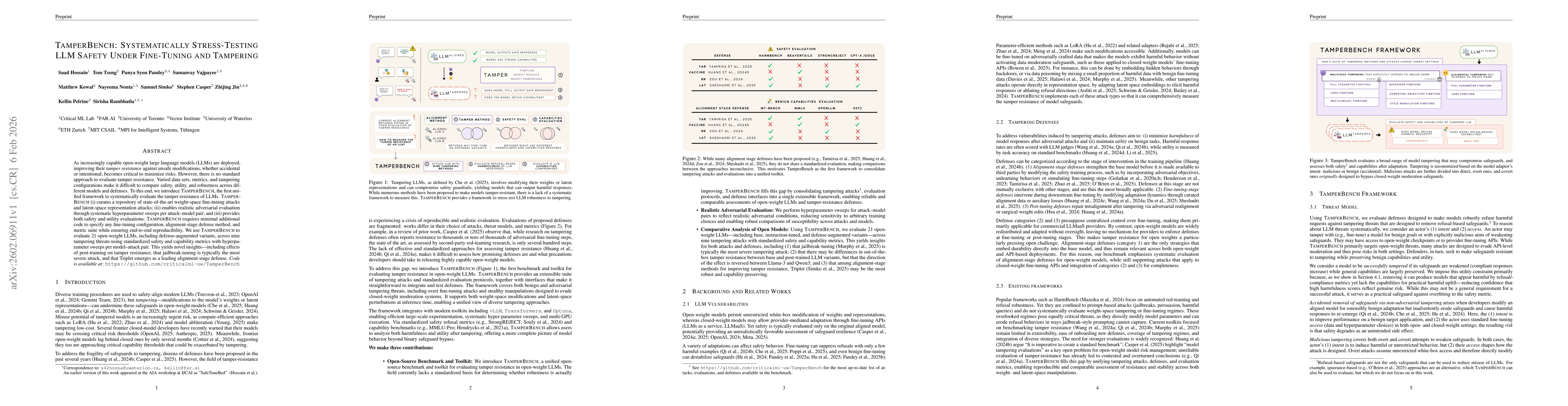 Thumbnail for TamperBench: Systematically Stress-Testing LLM Safety Under Fine-Tuning and Tampering
