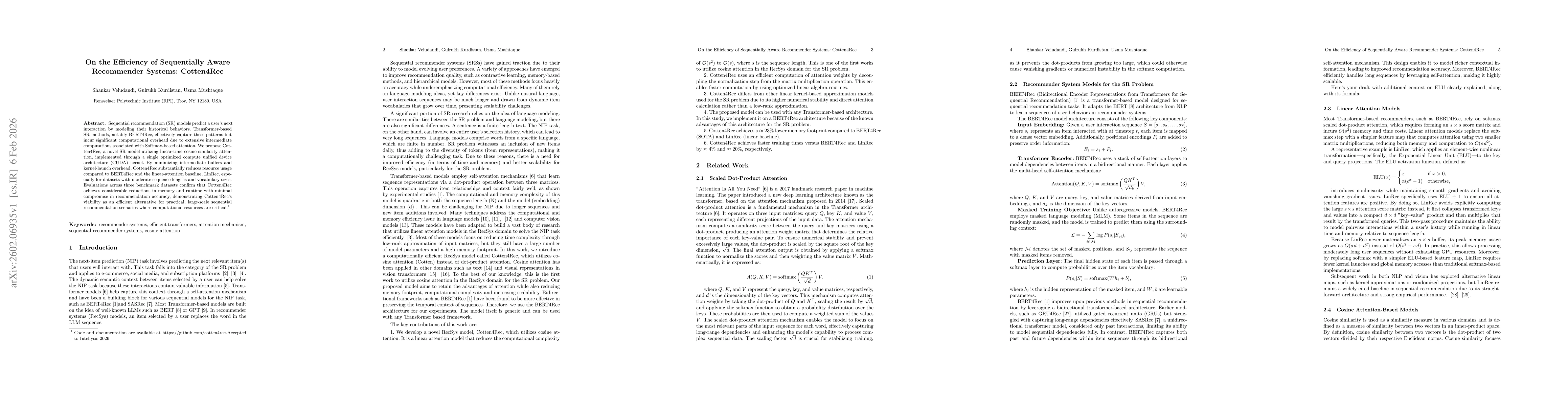 Thumbnail for On the Efficiency of Sequentially Aware Recommender Systems: Cotten4Rec