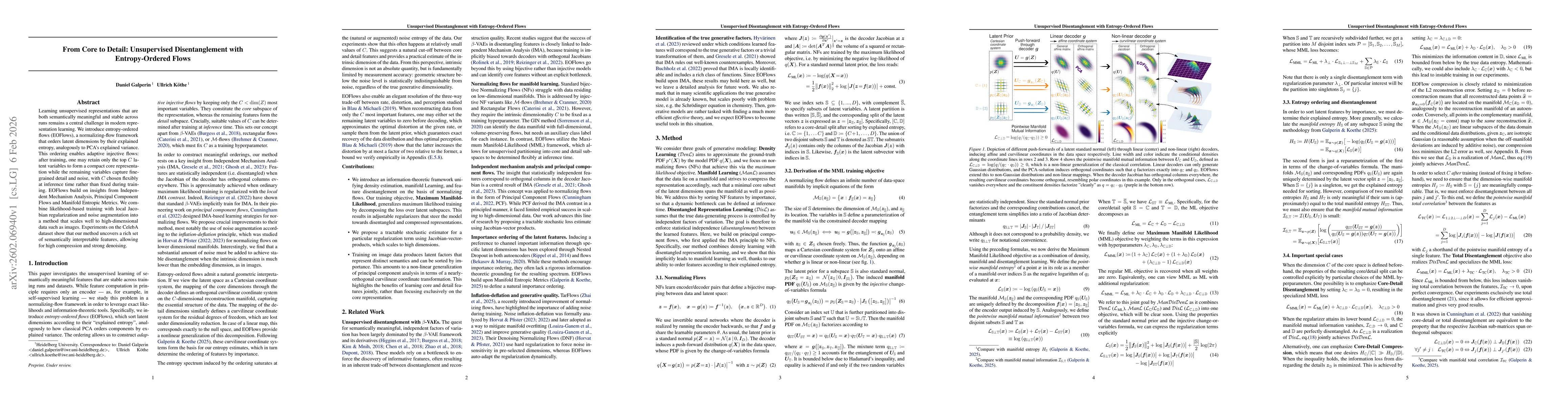 Thumbnail for From Core to Detail: Unsupervised Disentanglement with Entropy-Ordered Flows