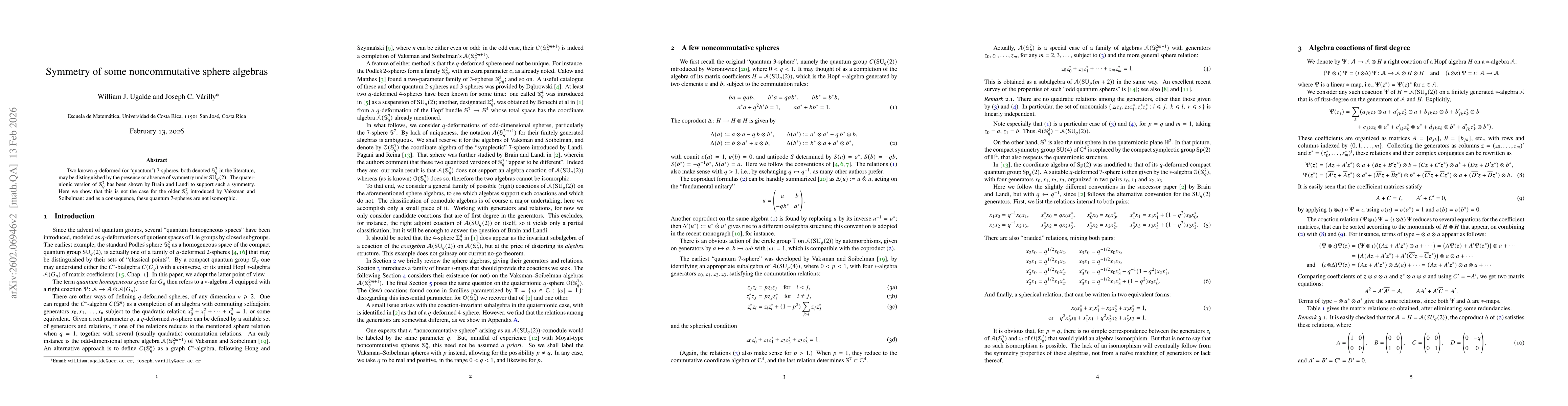 Thumbnail for Symmetry of some noncommutative sphere algebras