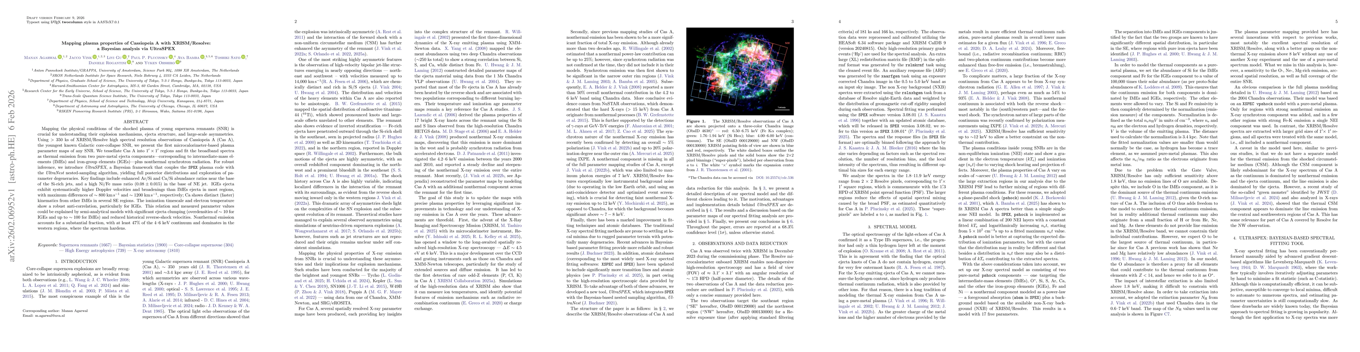 Thumbnail for Mapping plasma properties of Cassiopeia A with XRISM/Resolve: a Bayesian analysis via UltraSPEX