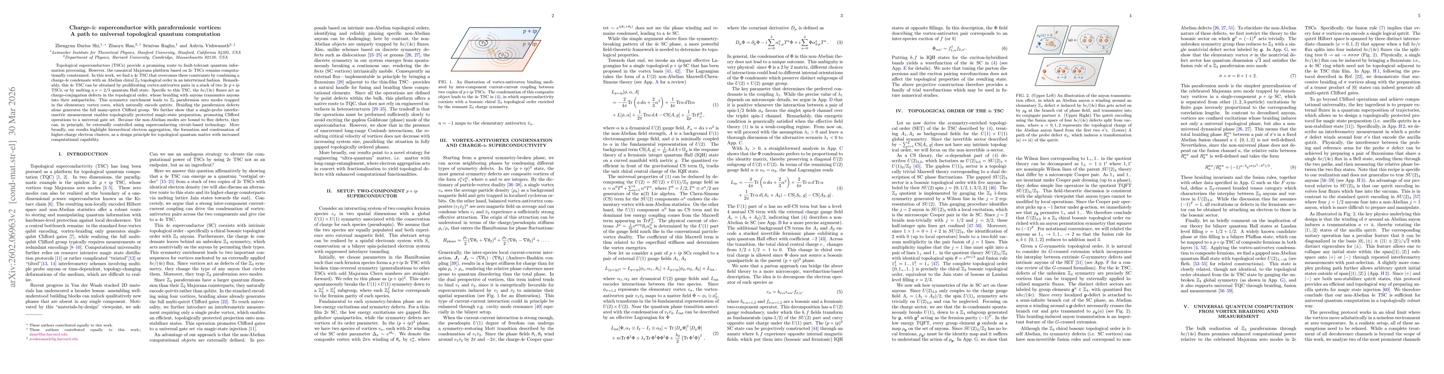 Thumbnail for Charge-$4e$ superconductor with parafermionic vortices: A path to universal topological quantum computation