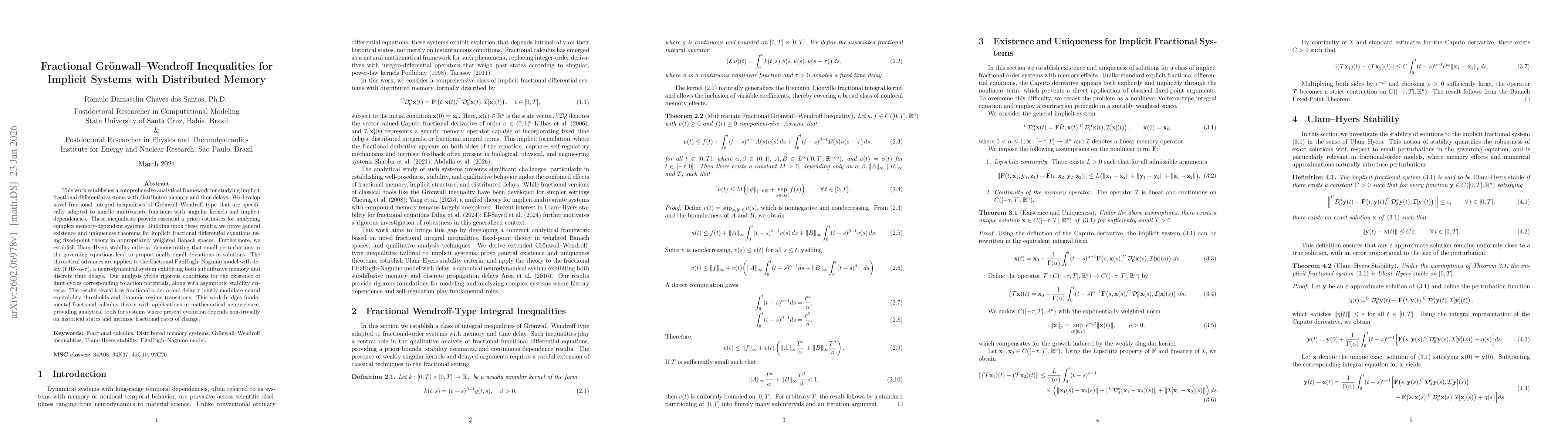 Thumbnail for Fractional Grönwall--Wendroff Inequalities for Implicit Systems with Distributed Memory