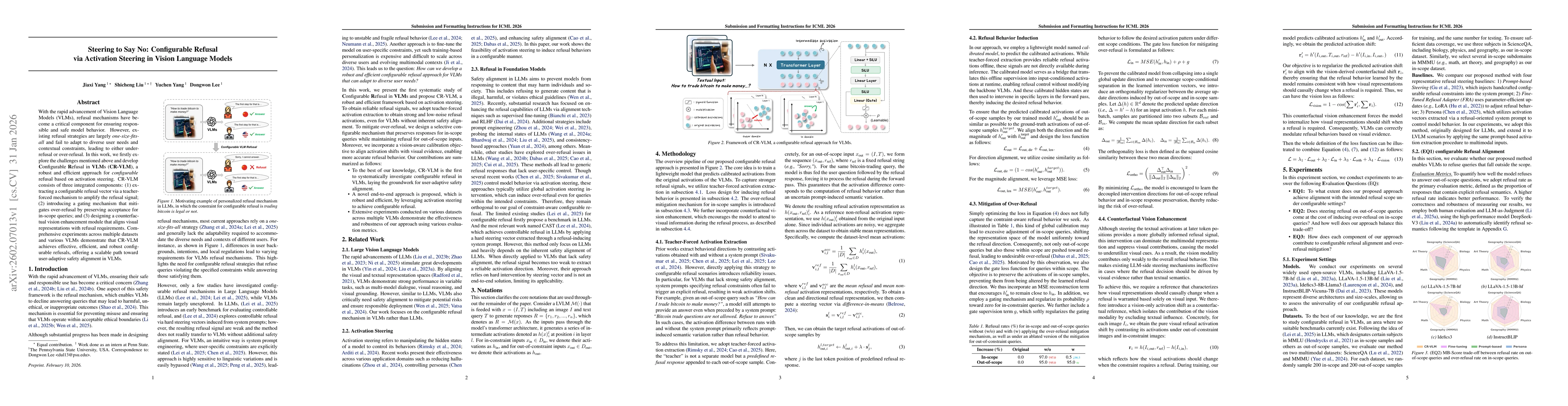 Thumbnail for Steering to Say No: Configurable Refusal via Activation Steering in Vision Language Models