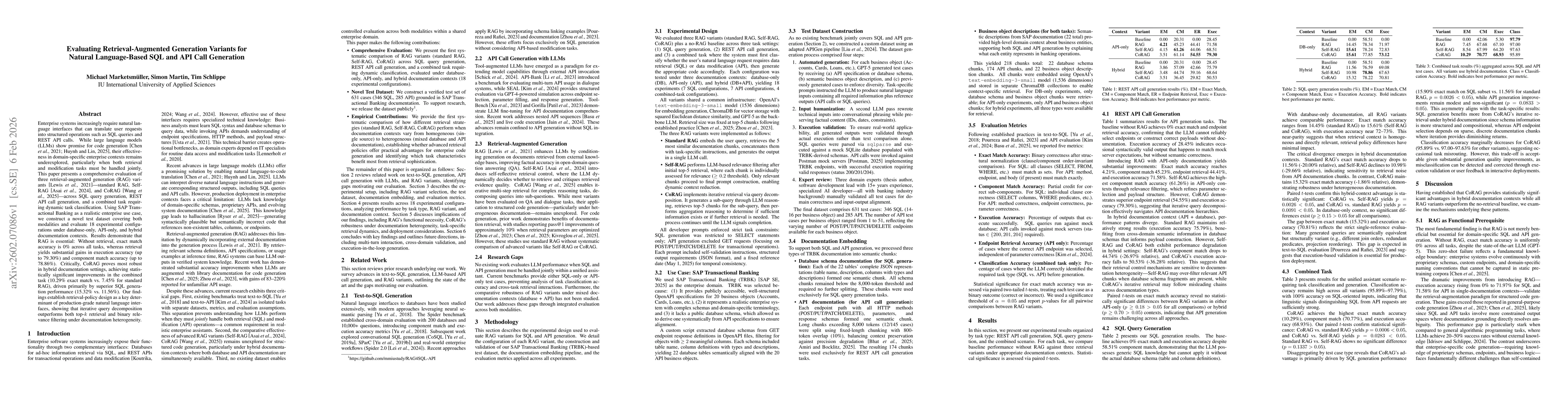Thumbnail for Evaluating Retrieval-Augmented Generation Variants for Natural Language-Based SQL and API Call Generation