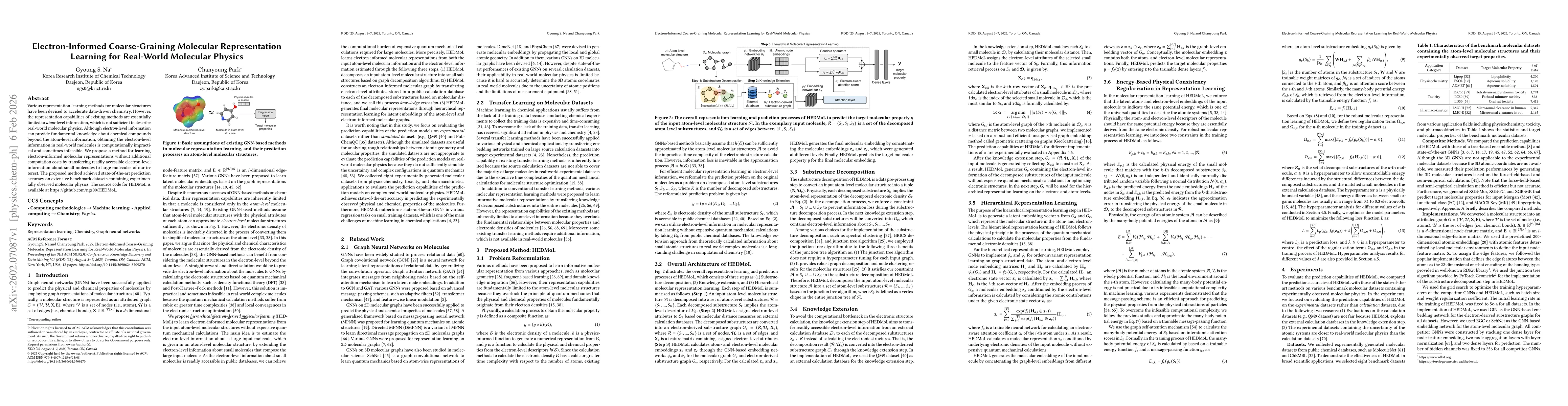 Thumbnail for Electron-Informed Coarse-Graining Molecular Representation Learning for Real-World Molecular Physics
