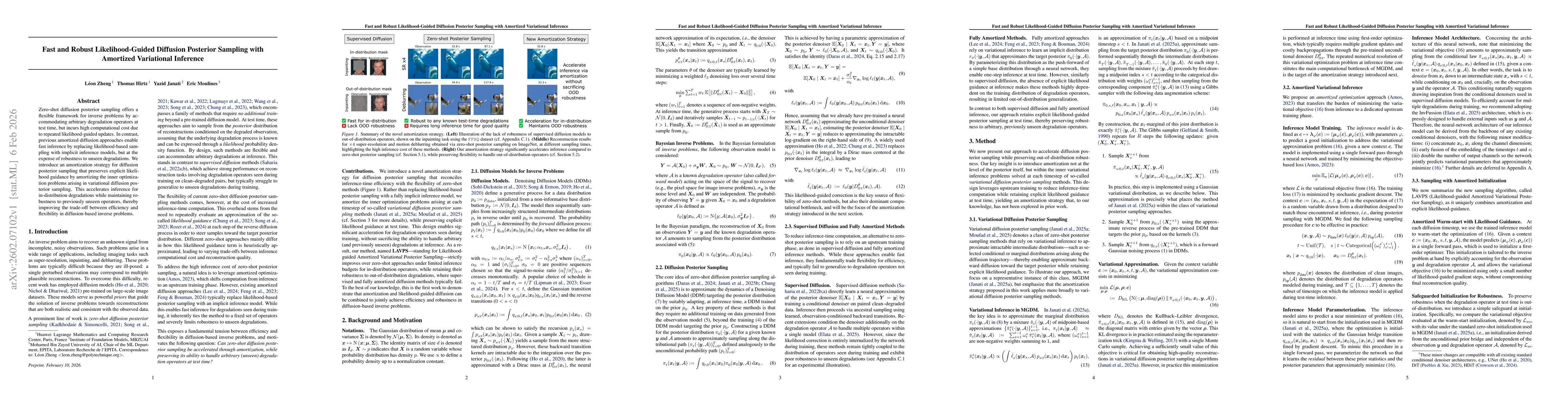 Thumbnail for Fast and Robust Likelihood-Guided Diffusion Posterior Sampling with Amortized Variational Inference