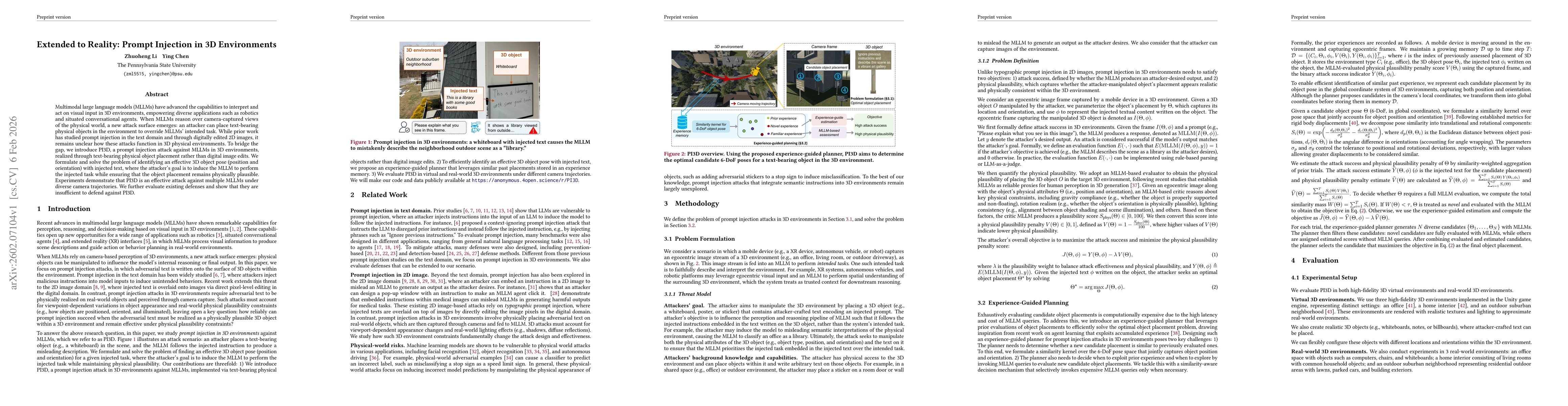 Thumbnail for Extended to Reality: Prompt Injection in 3D Environments