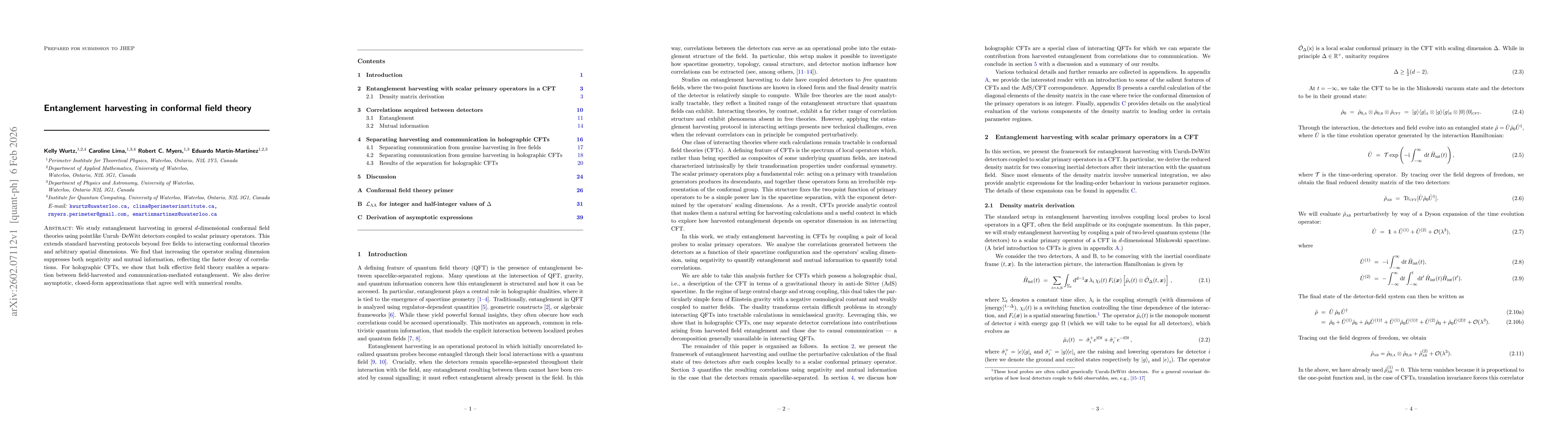 Thumbnail for Entanglement harvesting in conformal field theory