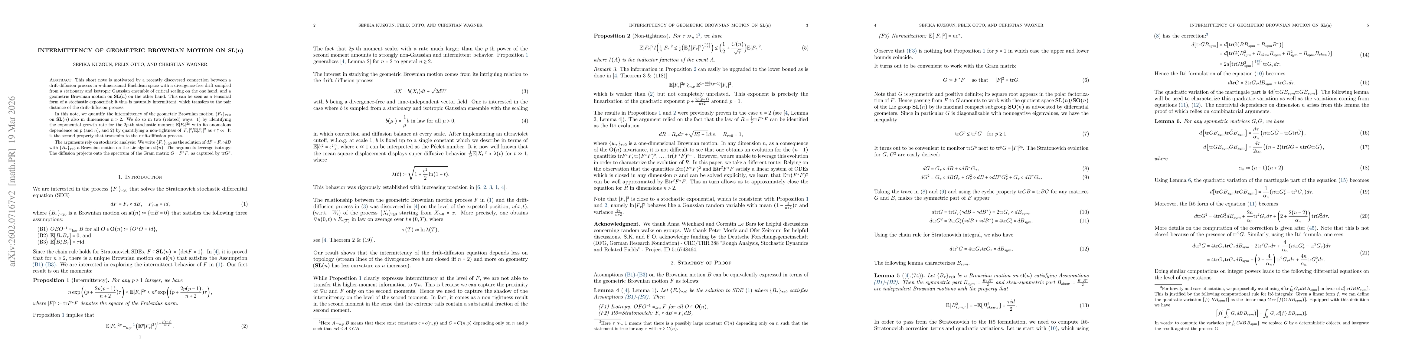 Thumbnail for Intermittency of geometric Brownian motion on $ \textbf{SL}(n) $