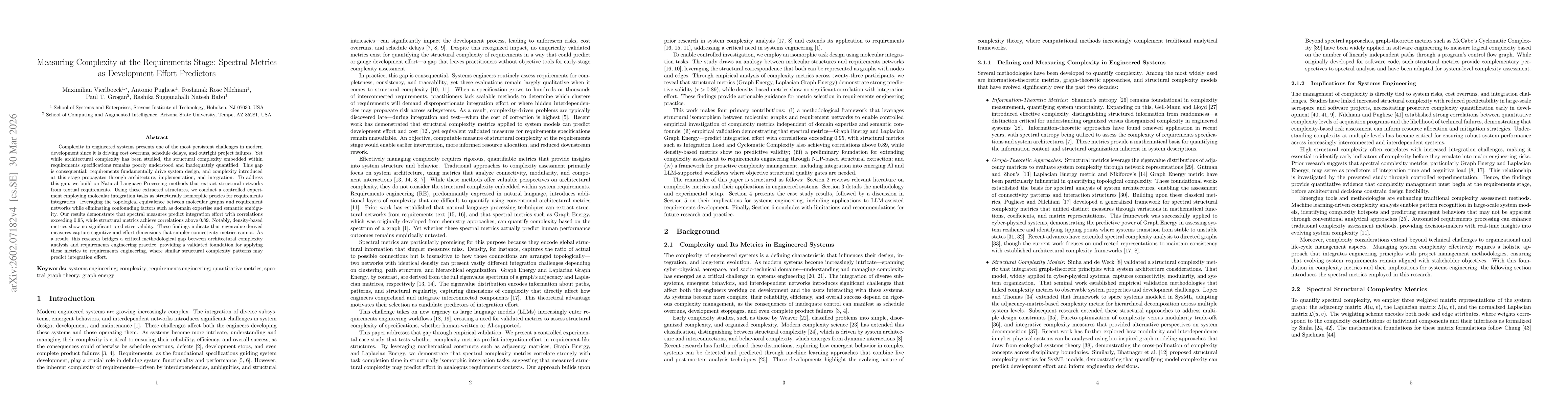 Thumbnail for Measuring Complexity at the Requirements Stage: Spectral Metrics as Development Effort Predictors