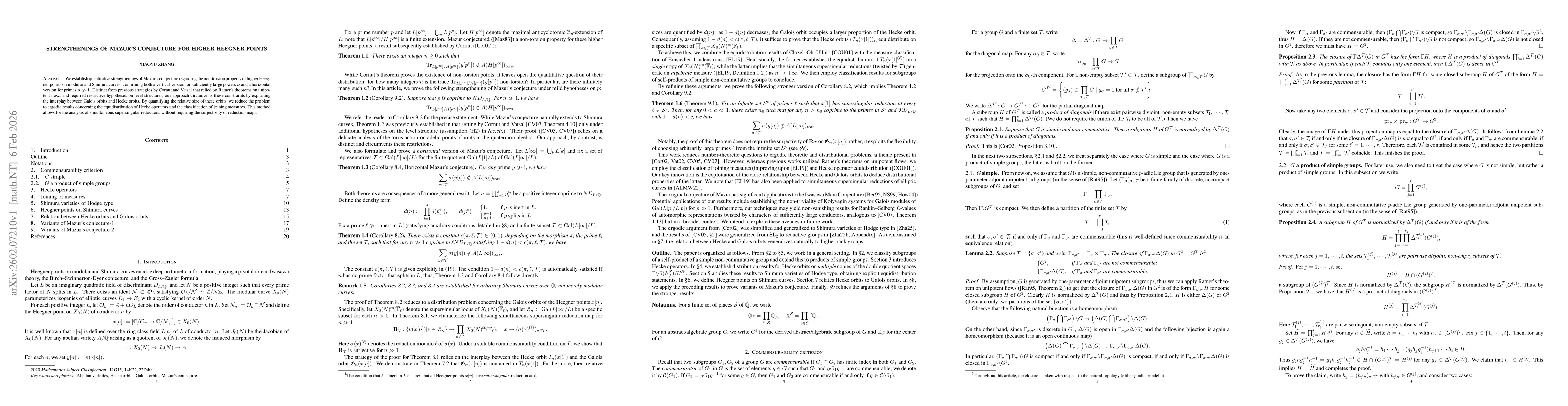 Thumbnail for Strengthenings of Mazur's Conjecture for Higher Heegner Points