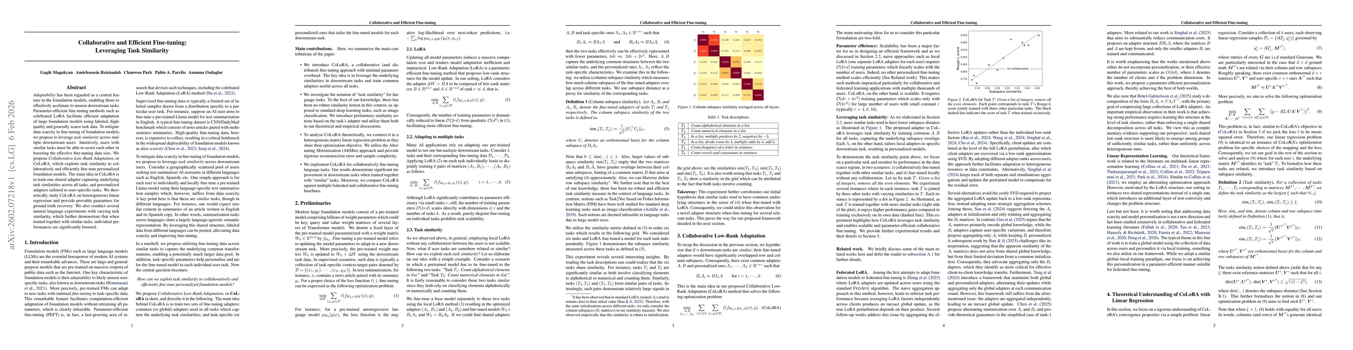 Thumbnail for Collaborative and Efficient Fine-tuning: Leveraging Task Similarity