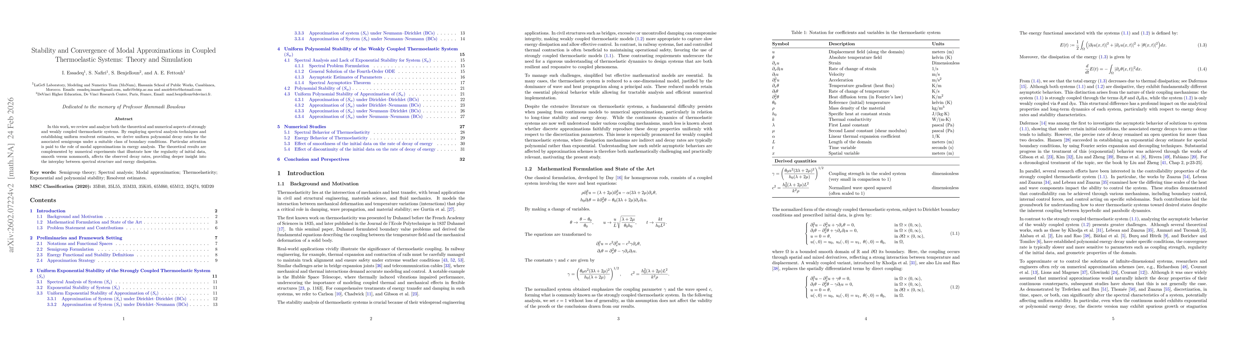 Thumbnail for Stability and Convergence of Modal Approximations in Coupled Thermoelastic Systems: Theory and Simulation