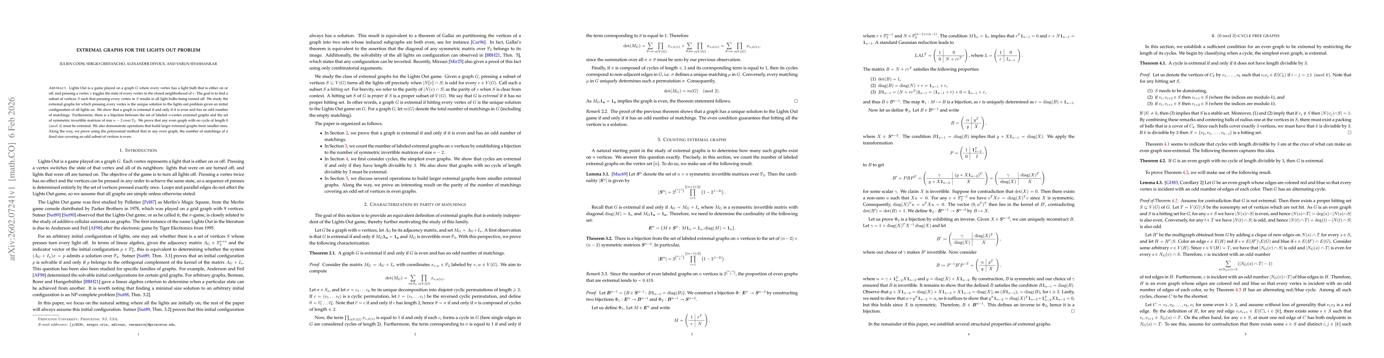 Thumbnail for Extremal Graphs for the Lights Out Problem