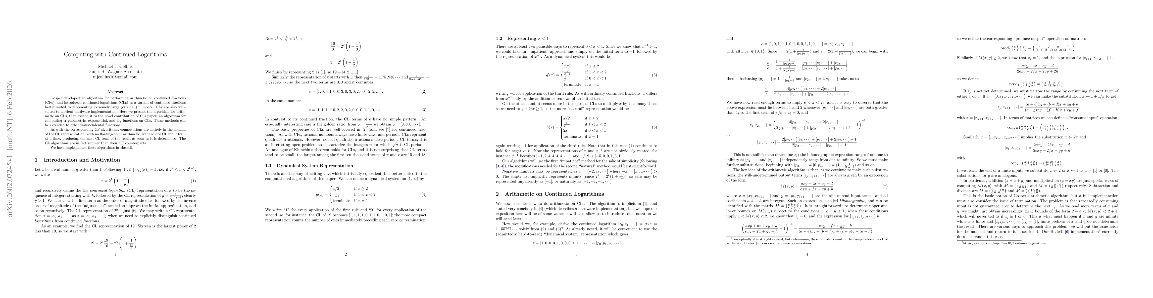 Thumbnail for Computing with Continued Logarithms