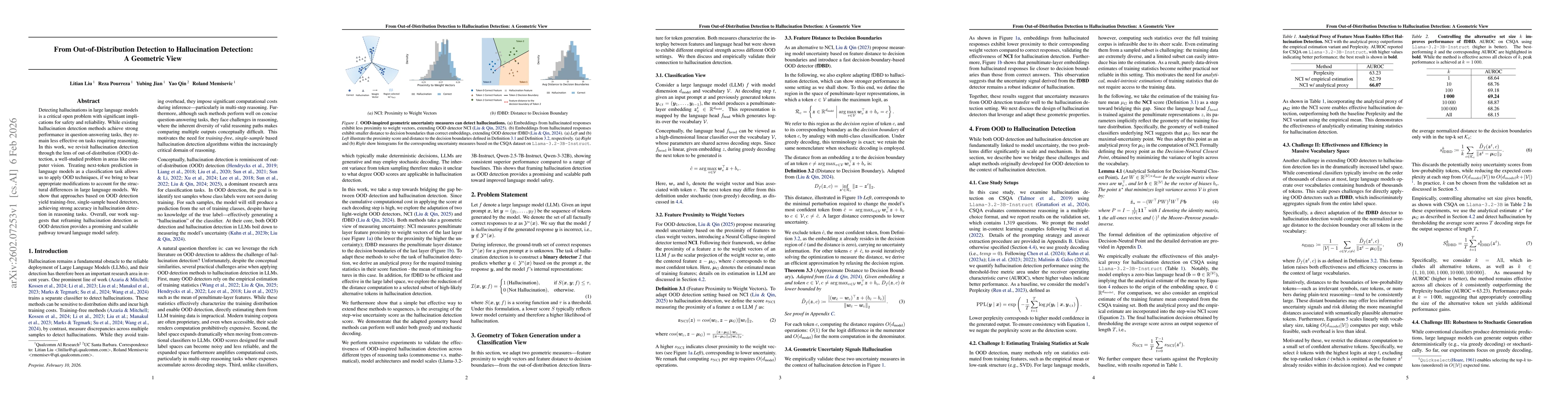 Thumbnail for From Out-of-Distribution Detection to Hallucination Detection: A Geometric View