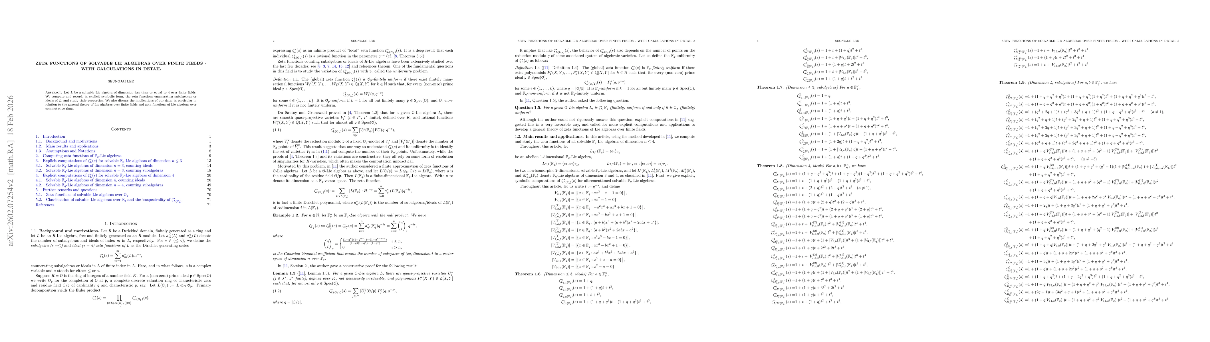 Thumbnail for Zeta functions of solvable Lie algebras over finite fields -- with calculations in detail