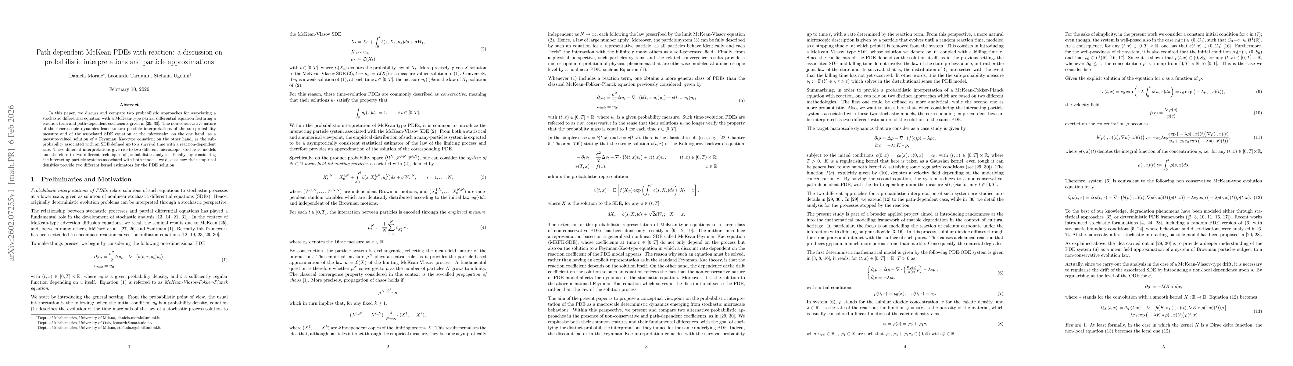 Thumbnail for Path-dependent McKean PDEs with reaction: a discussion on probabilistic interpretations and particle approximations